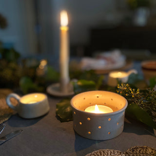 Stoneware Cheese Mould Candle Holder - Two Sizes