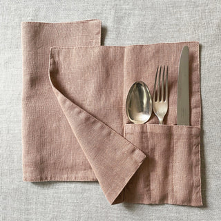 Dusky Pink Cutlery Pocket - pack of 2