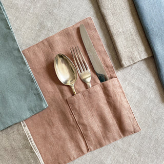 Dusky Pink Cutlery Pocket - pack of 2