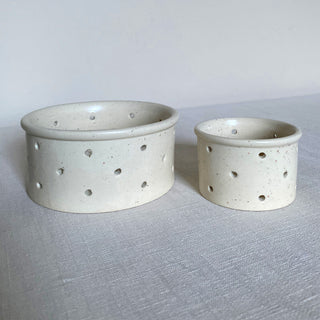 Stoneware Cheese Mould Candle Holder - Two Sizes