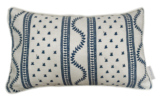Odette Rectangular Cushion - Cream & Indigo