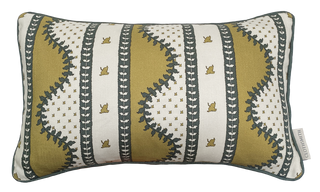 Renee Rectangular Cushion - Ochre & Dark Green