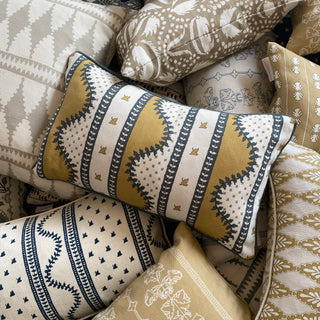 Renee Rectangular Cushion - Ochre & Dark Green