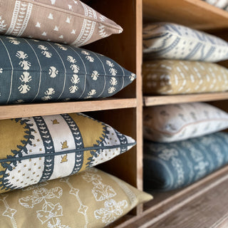 Renee Rectangular Cushion - Ochre & Dark Green