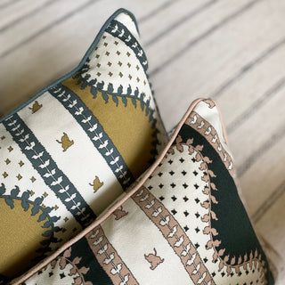 Renee Rectangular Cushion - Ochre & Dark Green