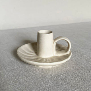 Ridged Stoneware Candle Holder