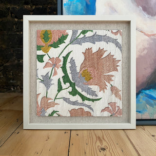 Suzani Framed Embroidery Print Small - Pink II