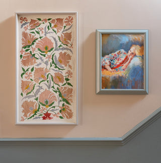 Suzani Framed Embroidery Print - Pink