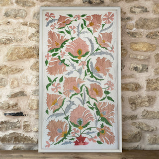 Suzani Framed Embroidery Print - Pink