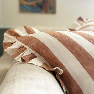 Whitby Stripe Cushion - Terracotta