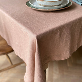 Dusky Pink Linen Tablecloth - 140 x 250cm