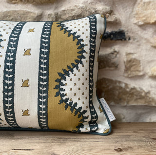 Renee Rectangular Cushion - Ochre & Dark Green