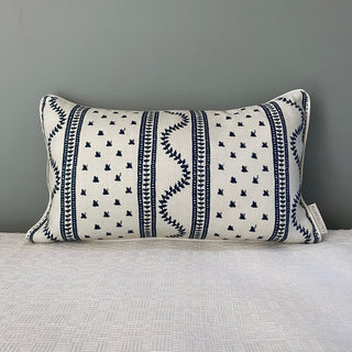 Odette Rectangular Cushion - Cream & Indigo