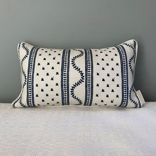 Odette Rectangular Cushion - Cream & Indigo
