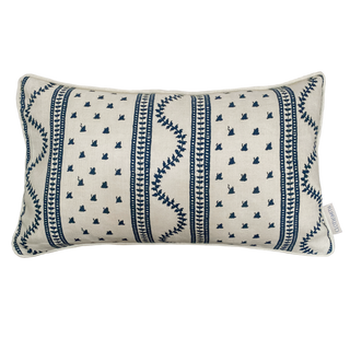 Odette Rectangular Cushion - Cream & Indigo